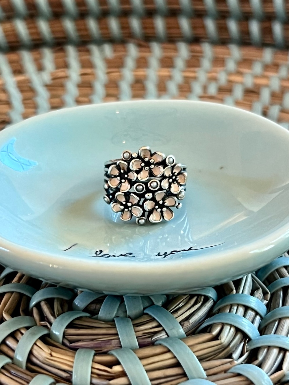 Pandora Silver Floral Bouquet Ring with Polished Accents